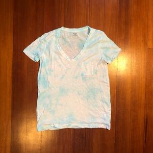 Madewell White Cotton V-Neck T-Shirt with Pocket